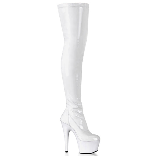 PLEASER ADO3000/W/M White 7 inch Thigh High Boots