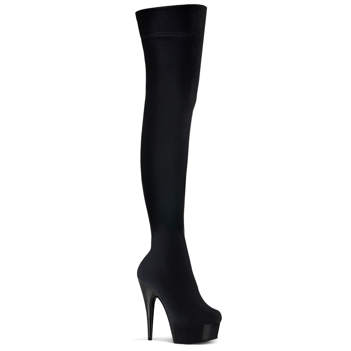 PLEASER DEL3002/B/VEL Black Velvet 6 Inch Thigh High Boots