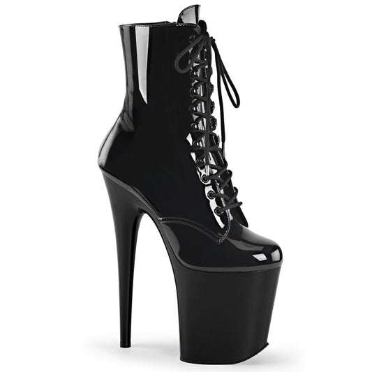 PLEASER FLAM1020/B/M Black 8 Inch Ankle Boots